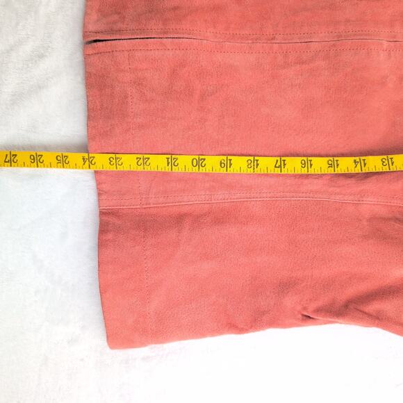 Chico's 100% Leather Moto Jacket Coral Peach Suede Tonal CleanGirl Women's XL - Picture 8 of 9